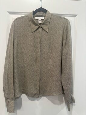 Jones New York Men's Herringbone Button-Down Shirt in Gray and Black